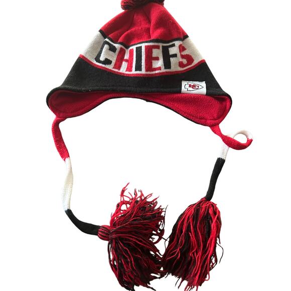 GUC Kid's Size NFL New Era Kansas City Chiefs Stocking Hat Ties - Picture 1 of 5